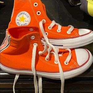 Orange kids converse hightop size 13